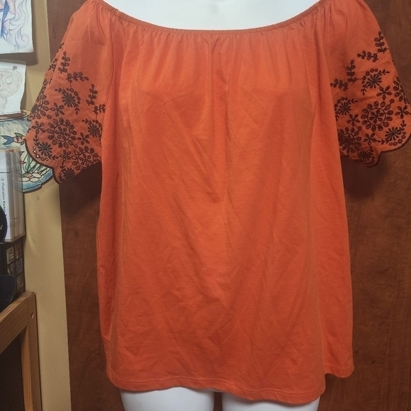𝅺WOMENS H&M Orange & Black Cropped Top - Picture 1 of 13